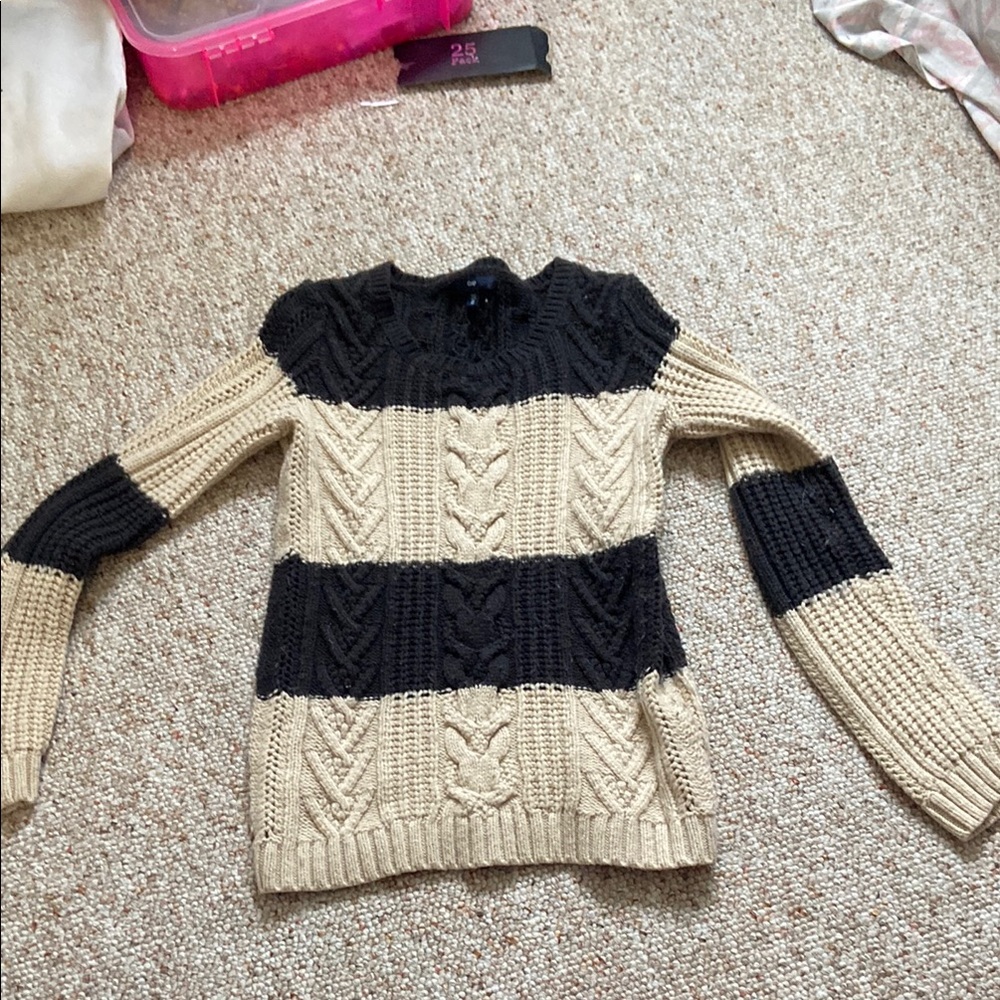 Black and Tan Cable Knit Sweater
